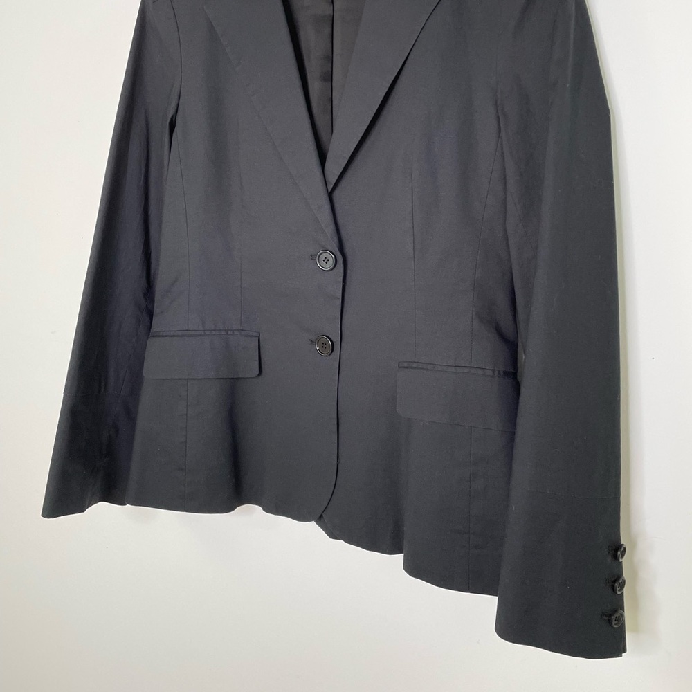 Blazer | Theory Black Single-Breasted Tailored | Minimalist Cotton Classic | 6 - Picture 4 of 14